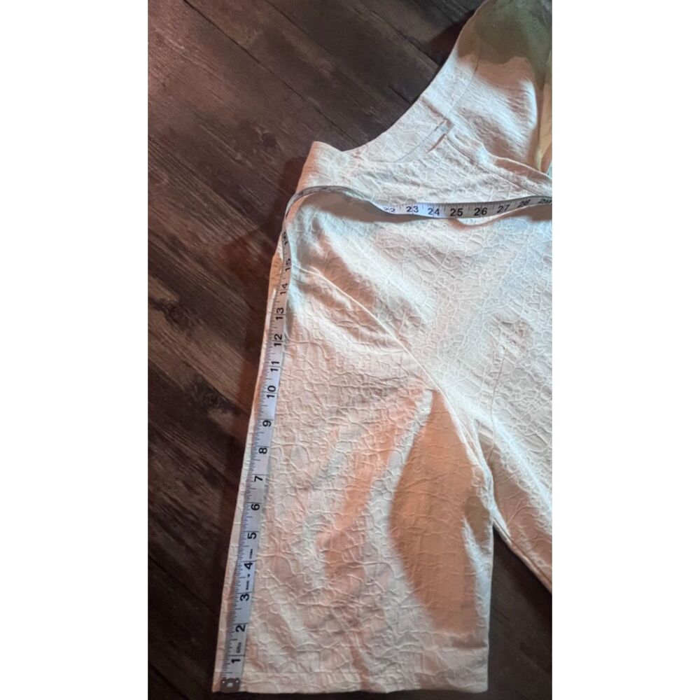 Women’s 3XL Ivory Textured Short Sleeve Blouse Plus Size Relaxed Fit